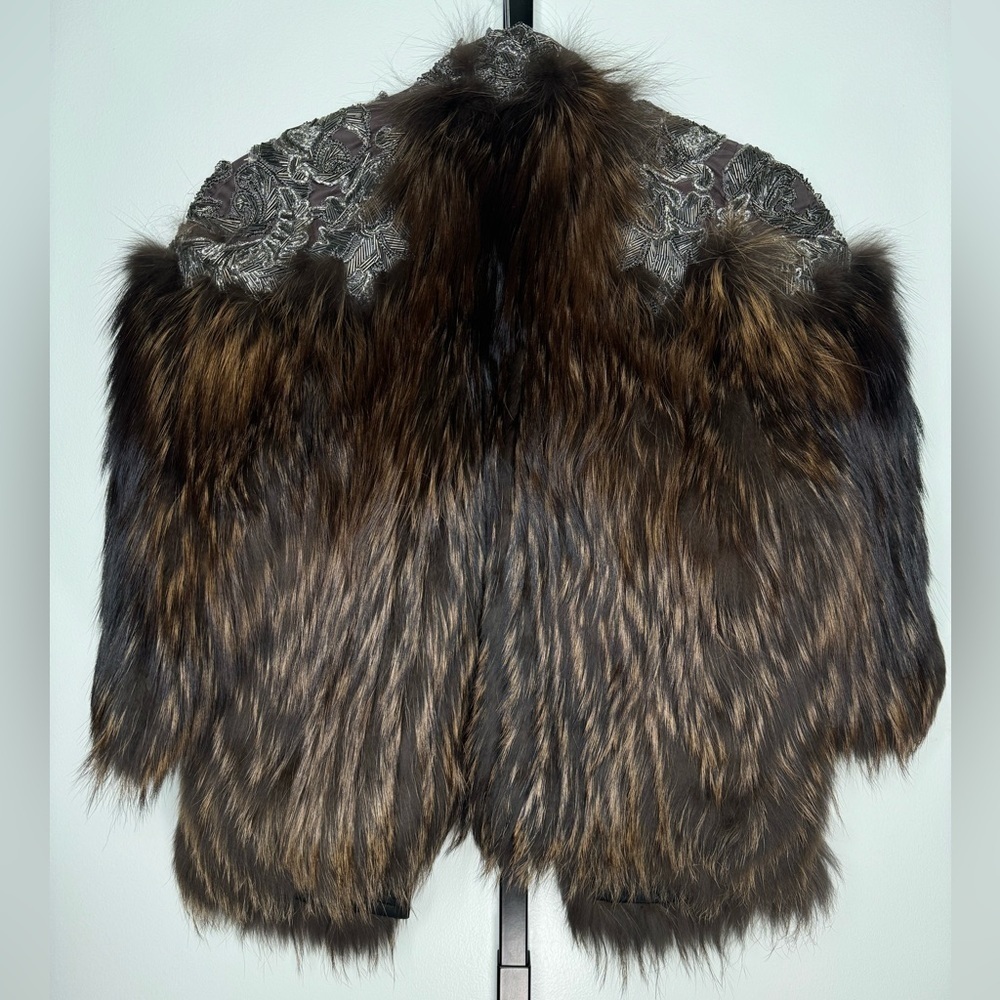 Vintage Runway Roberto Cavalli Silver Fox Fur Cropped Jacket IT 42 - Picture 3 of 9